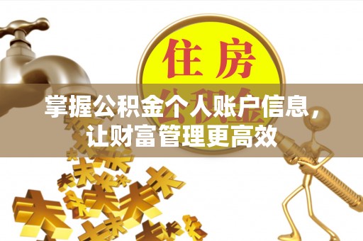 牡丹江掌握公积金个人账户信息，让财富管理更高效